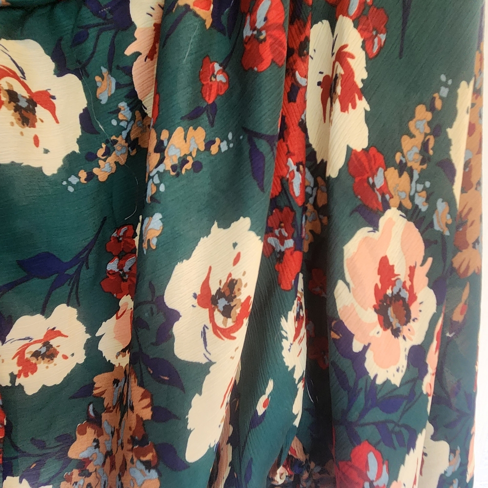 Orange Asymmetrical Flutter Sleeve Blouse - Picture 2 of 4